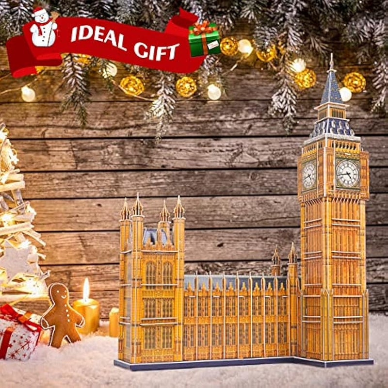 مجموعة احجيات ثلاثية الابعاد للبالغين والاطفال، مجموعة نماذج بناء معمارية لمدينة لندن بيغ بن سيتي، مجموعة احجية ثلاثية الابعاد للحرف اليدوية، العاب تجميع تعليمية للعائلة، هدايا للاولاد والبنات 10-12-14، 190 قطعة - Image 5